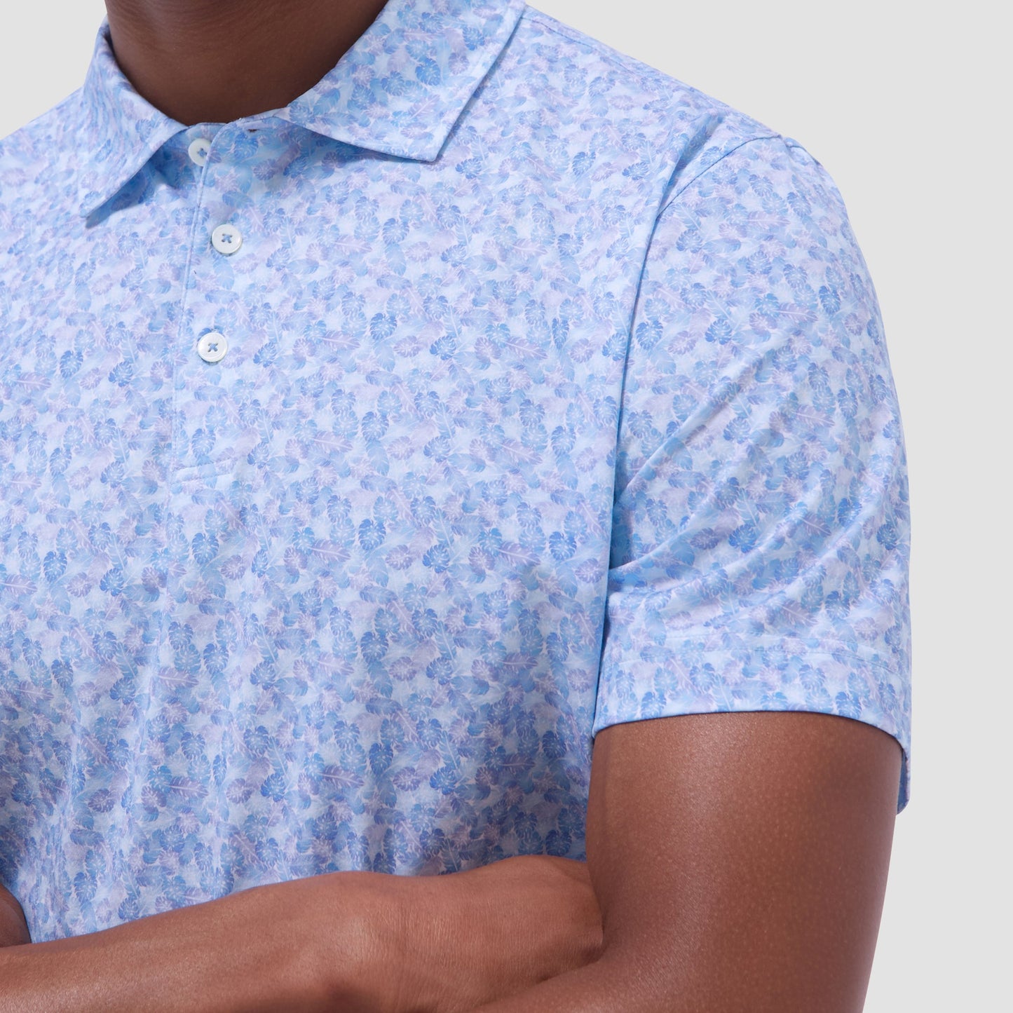 Bugatchi Victor Leaf Print OoohCotton® Polo Shirt Ice