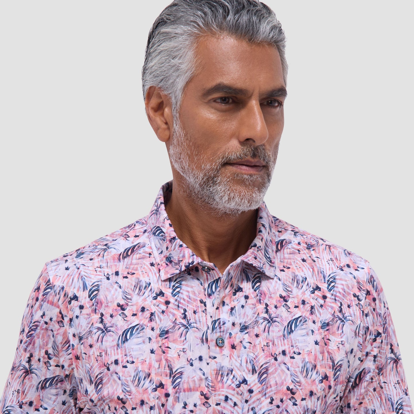 Bugatchi Victor Leaf Print OoohCotton® Polo Shirt Chili