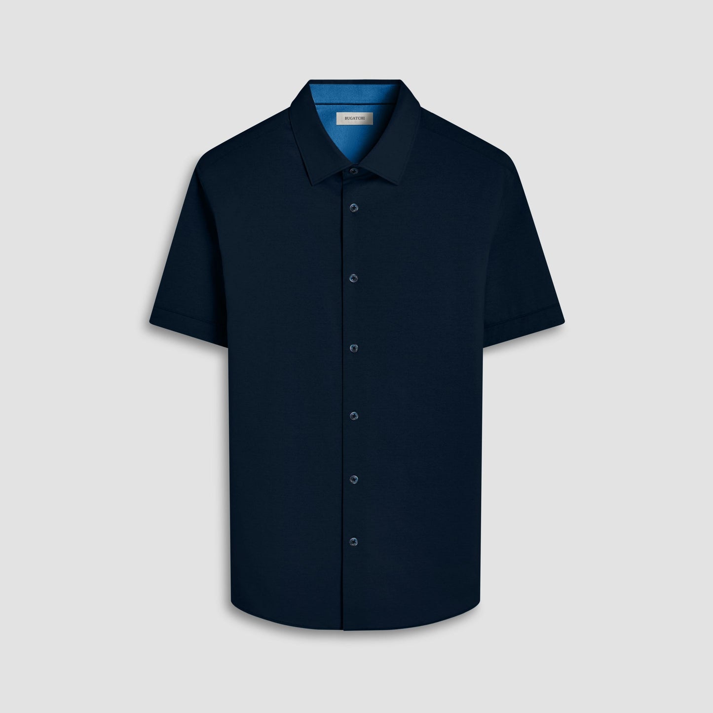 Bugatchi Myron Double-Sided Solid OoohCotton® Short-Sleeve Shirt Navy