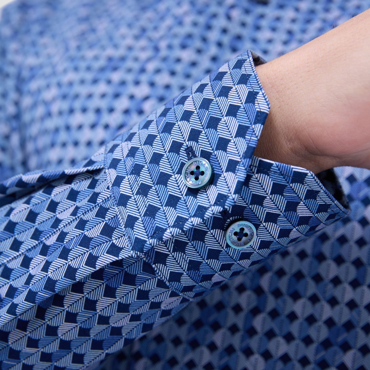 Bugatchi James Abstract OoohCotton® Shirt Night Blue