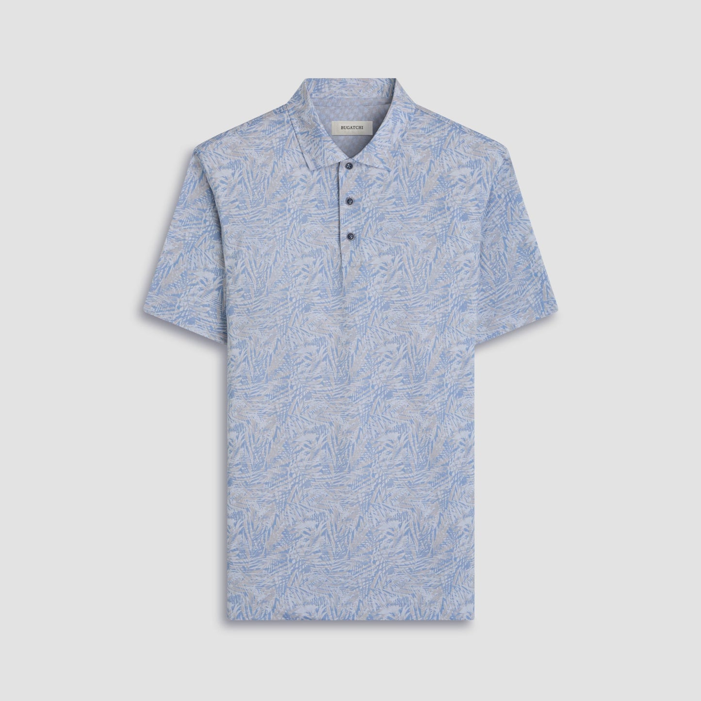 Bugatchi Vincent Double-Sided Leaf & Palm OoohCotton® Polo Shirt Air Blue