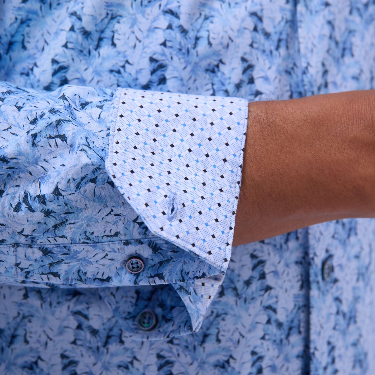 Bugatchi Jimmy Double-Sided Leaf & Diamond OoohCotton® Shirt Air Blue