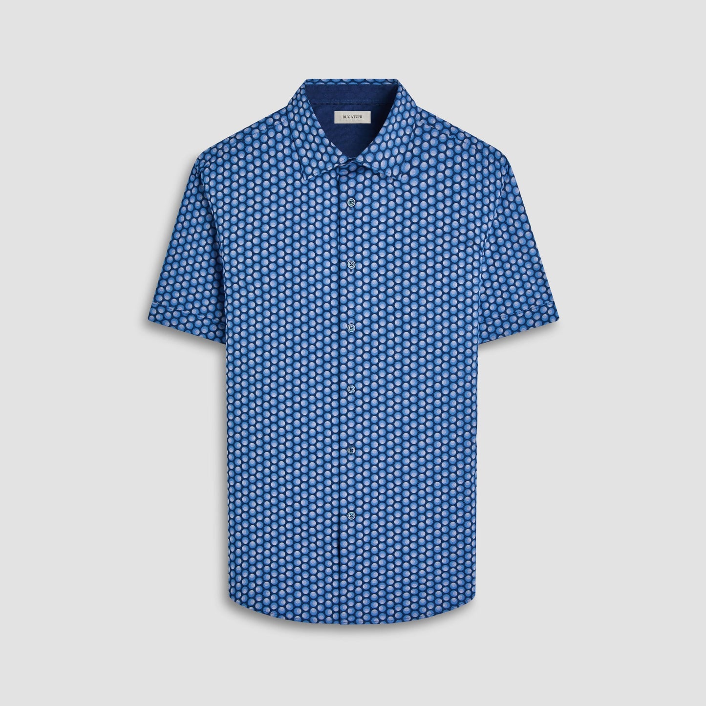 Bugatchi Myron Double-Sided Geometric & Solid OoohCotton® Short-Sleeve Shirt Cobalt