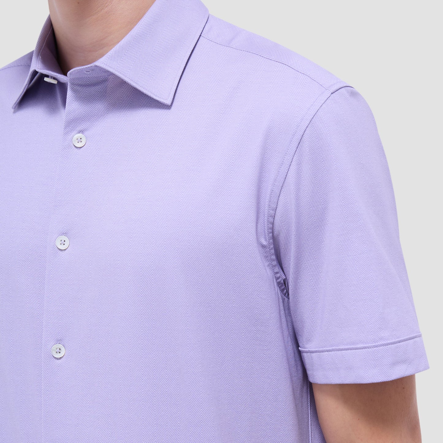 Bugatchi Myron Double-Sided Herringbone & Solid OoohCotton® Short-Sleeve Shirt Lilac