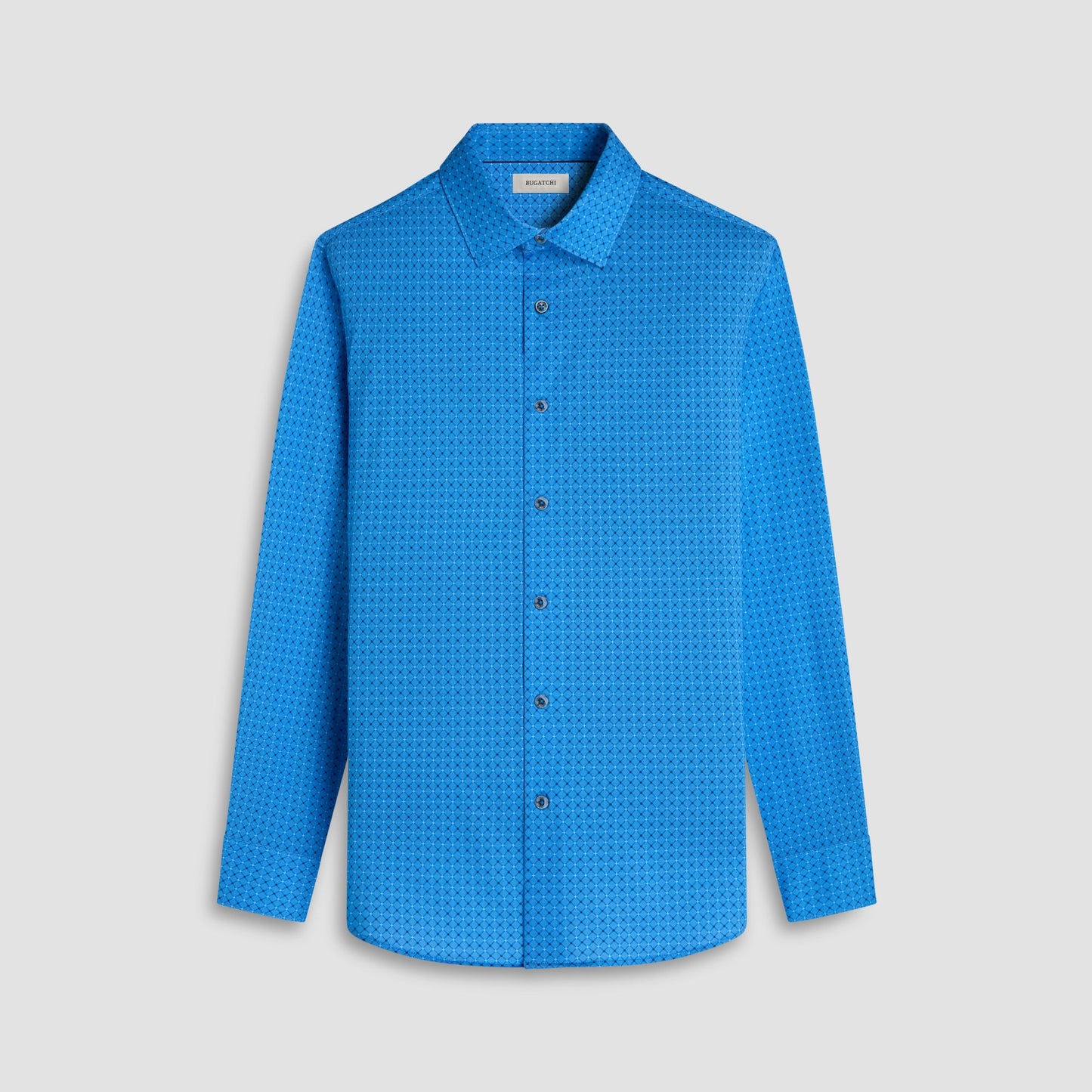Bugatchi James Diamond Check OoohCotton® Shirt Classic Blue