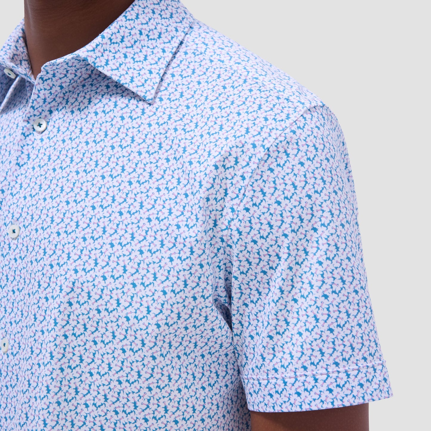 Bugatchi Miles Floral OoohCotton® Short-Sleeve Shirt Teal