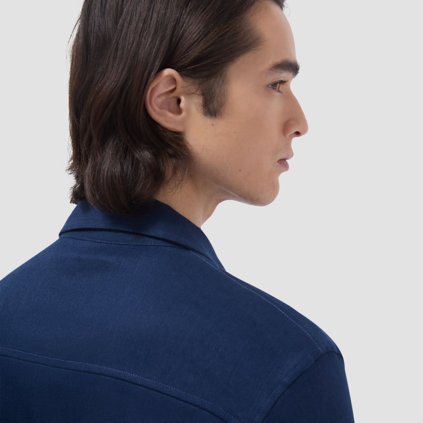 Bugatchi Linen-Cotton Shirt Jacket Navy