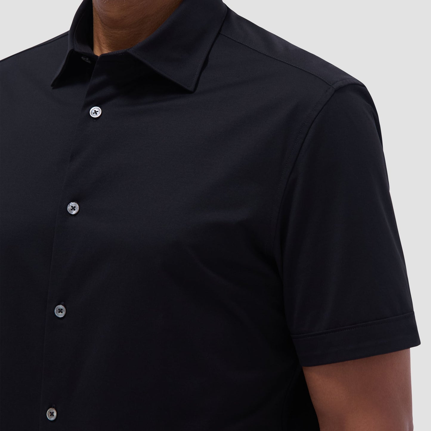Bugatchi Miles Solid OoohCotton® Short Sleeve Shirt Black
