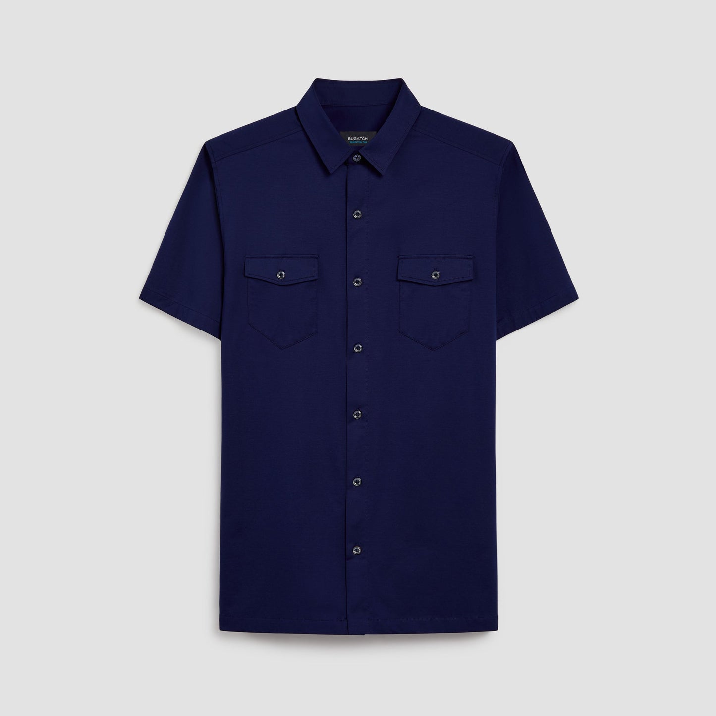 Bugatchi Peter Solid OoohCotton® Short Sleeve Shirt Navy