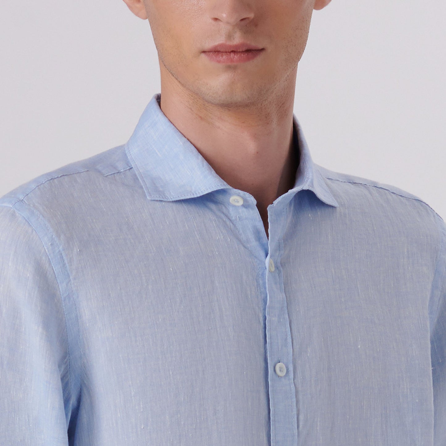 Bugatchi Axel Solid Linen Shirt Sky