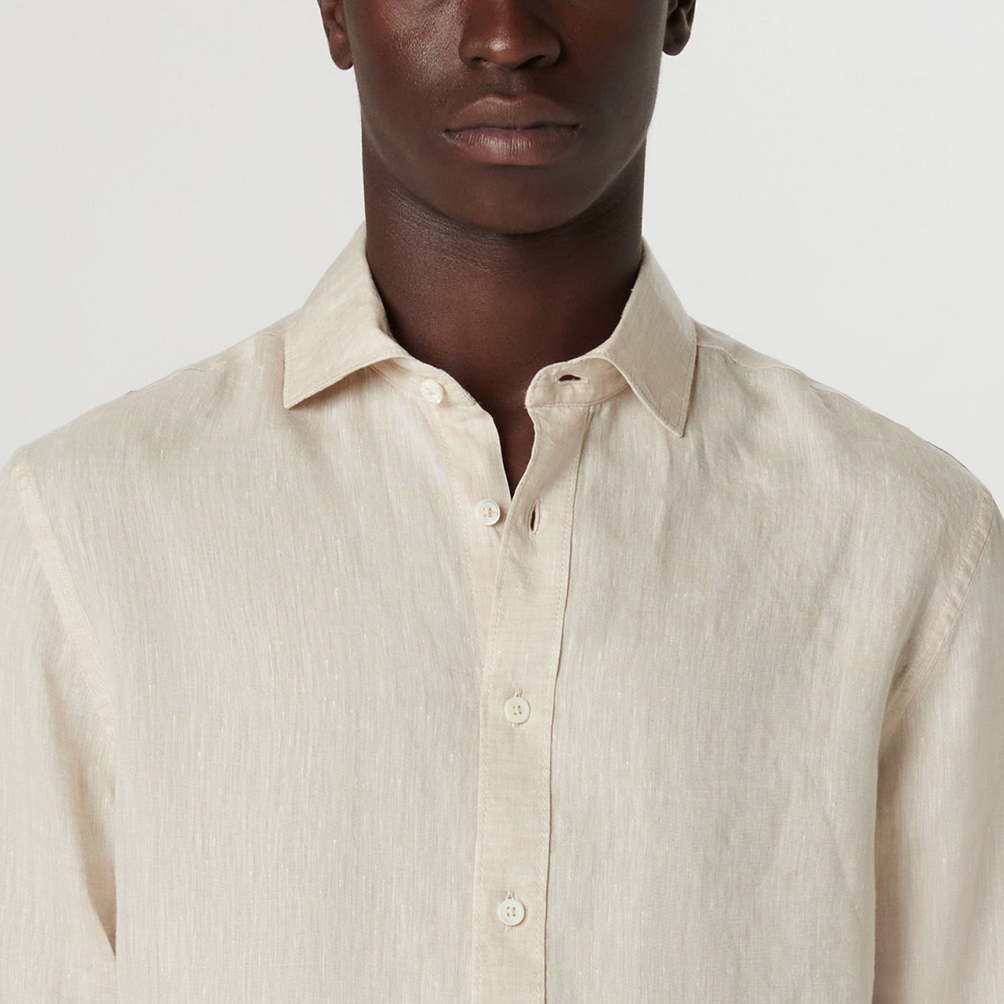 Bugatchi Axel Solid Linen Shirt Beige