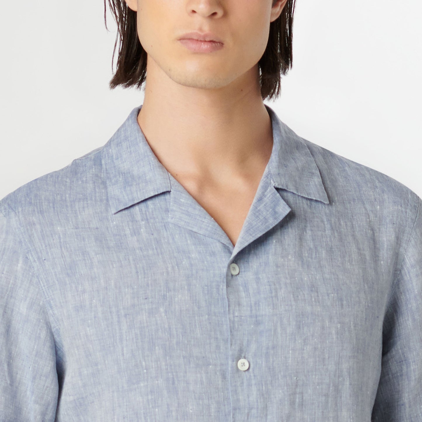 Bugatchi Jackson Solid Linen Camp Shirt Navy