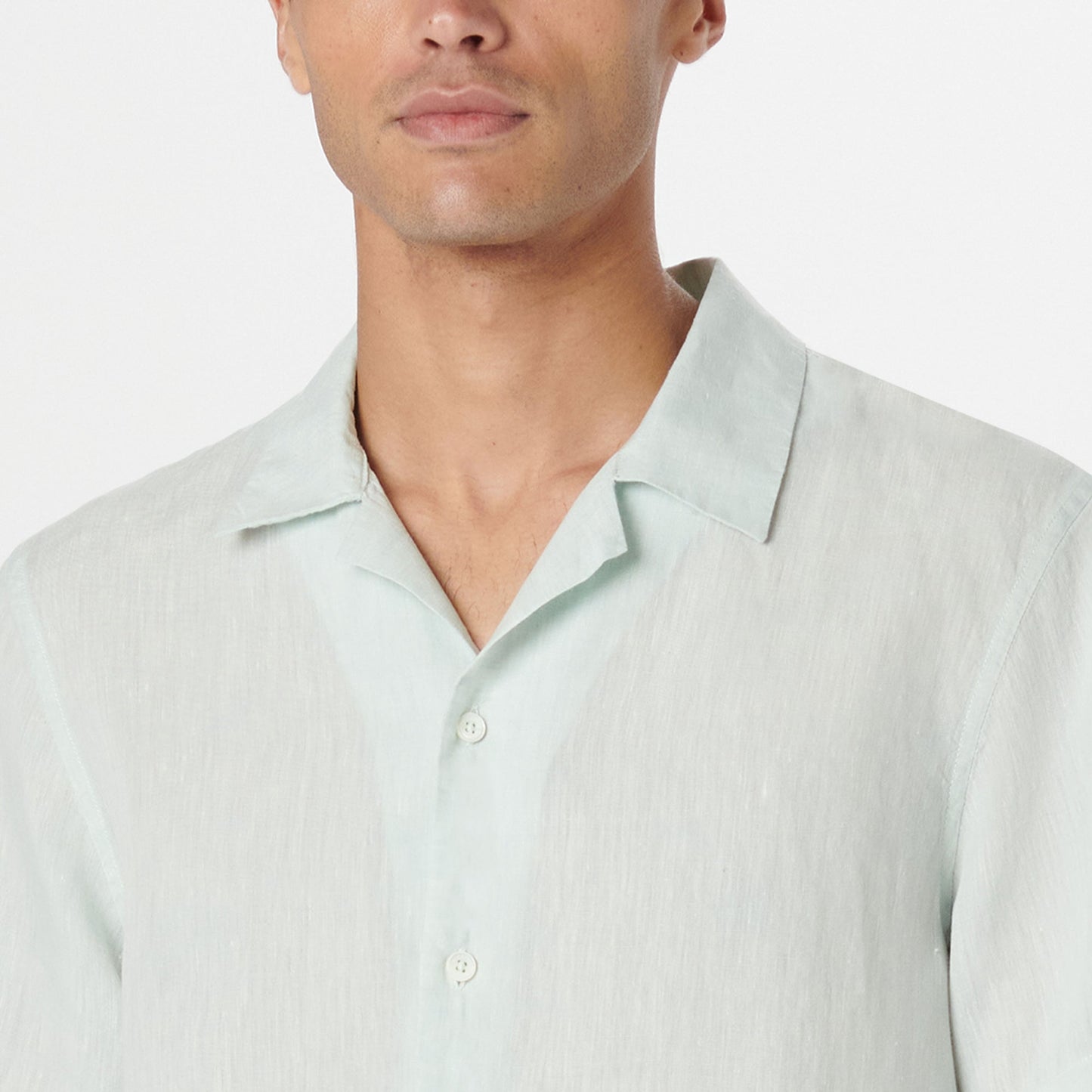 Bugatchi Jackson Solid Linen Camp Shirt Seafoam