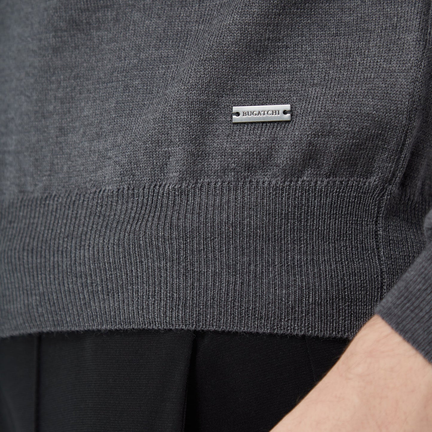 Bugatchi Super Merino™ Mock Neck Full Zip Sweater Anthracite