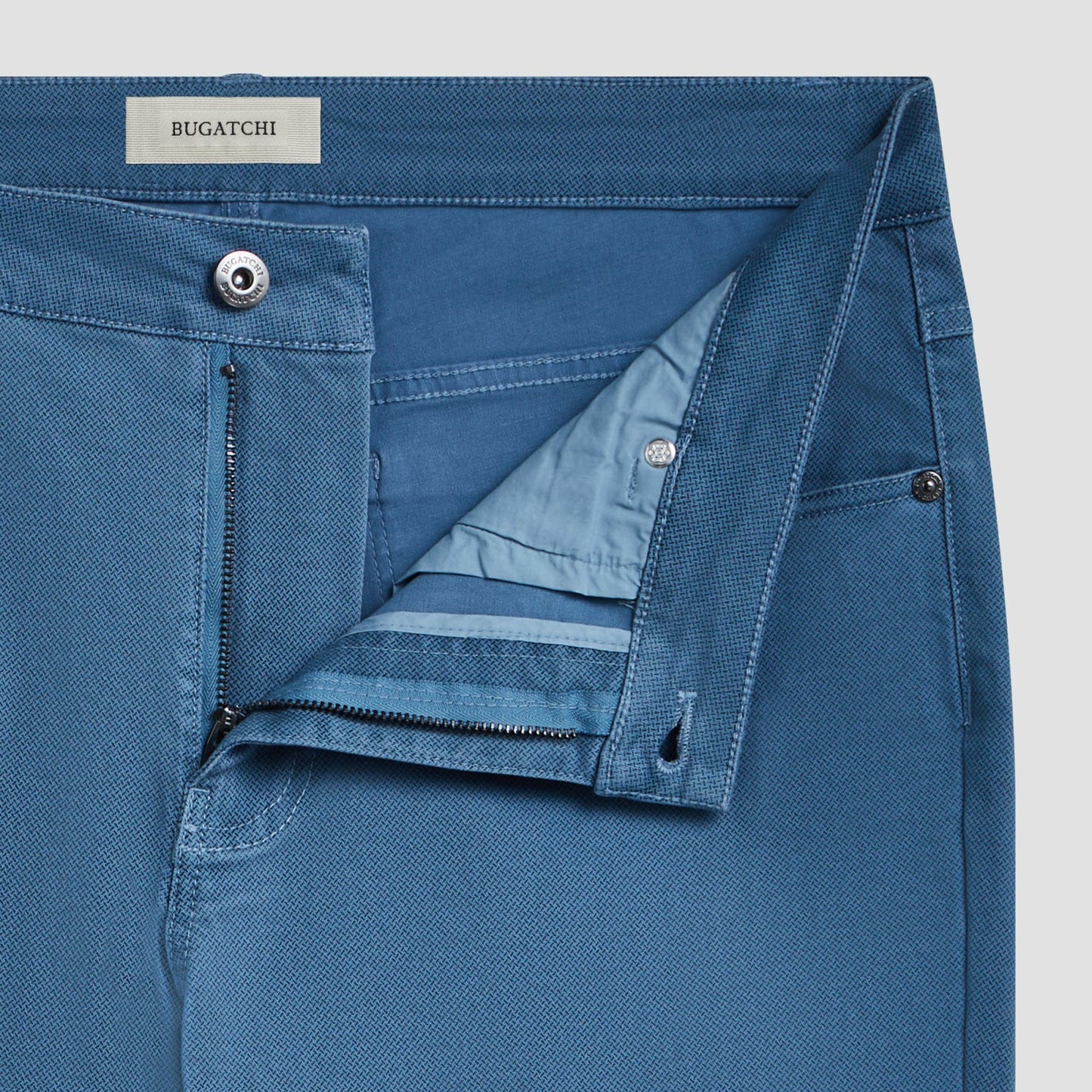 Bugatchi Preston Micro Basketweave Printed Five-Pocket Pants Cobalt