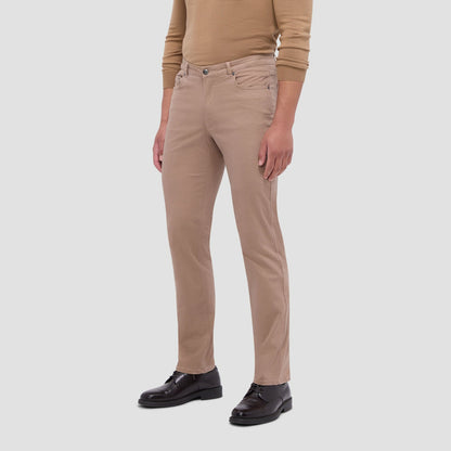 Bugatchi Preston Micro Basketweave Printed Five-Pocket Pants Caramel
