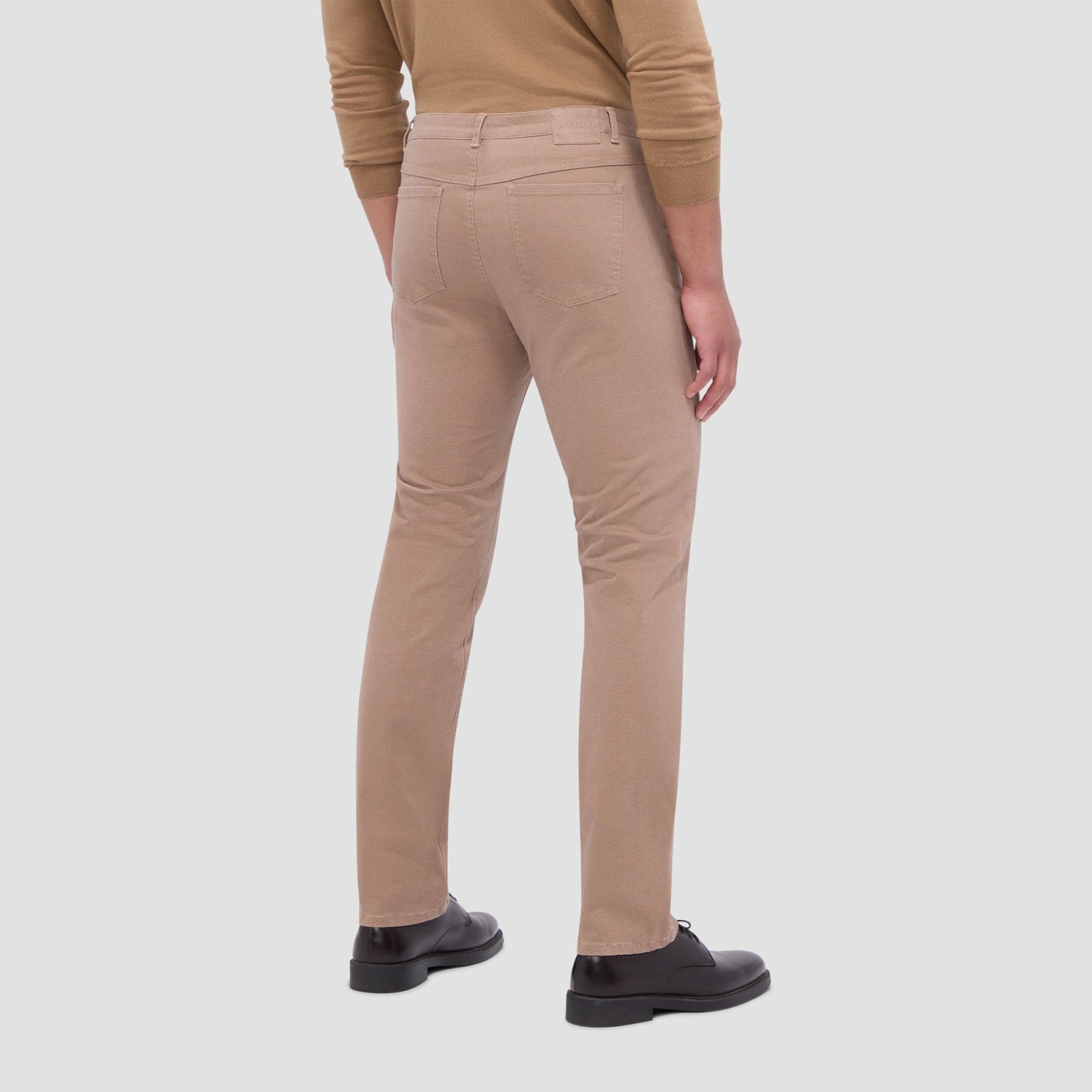 Bugatchi Preston Micro Basketweave Printed Five-Pocket Pants Caramel