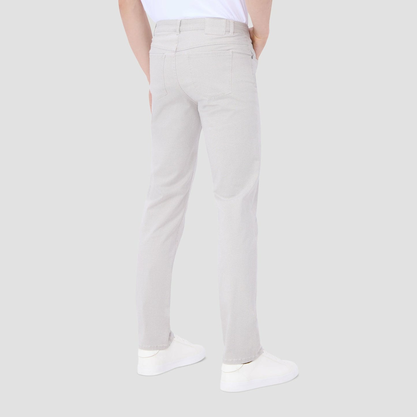 Bugatchi Preston Micro Basketweave Printed Five-Pocket Pants Stone