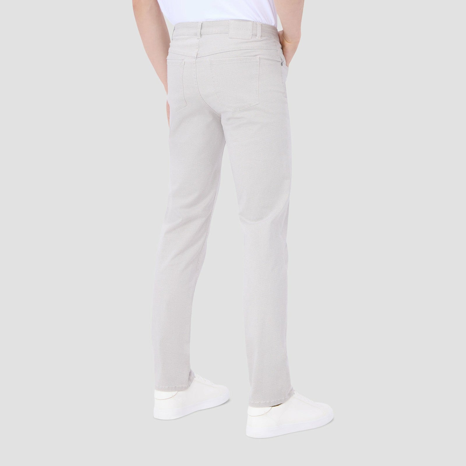Bugatchi Preston Micro Basketweave Printed Five-Pocket Pants Stone