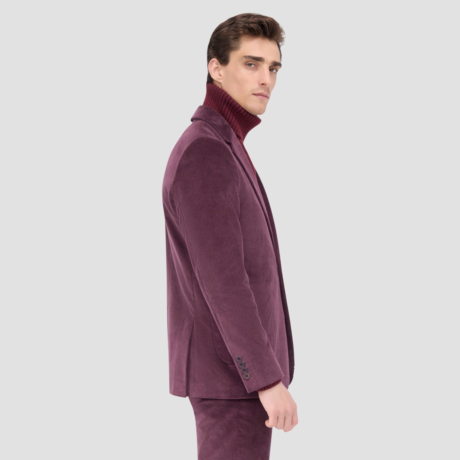 Bugatchi Comfort Stretch Two Button Corduroy Blazer Cabernet