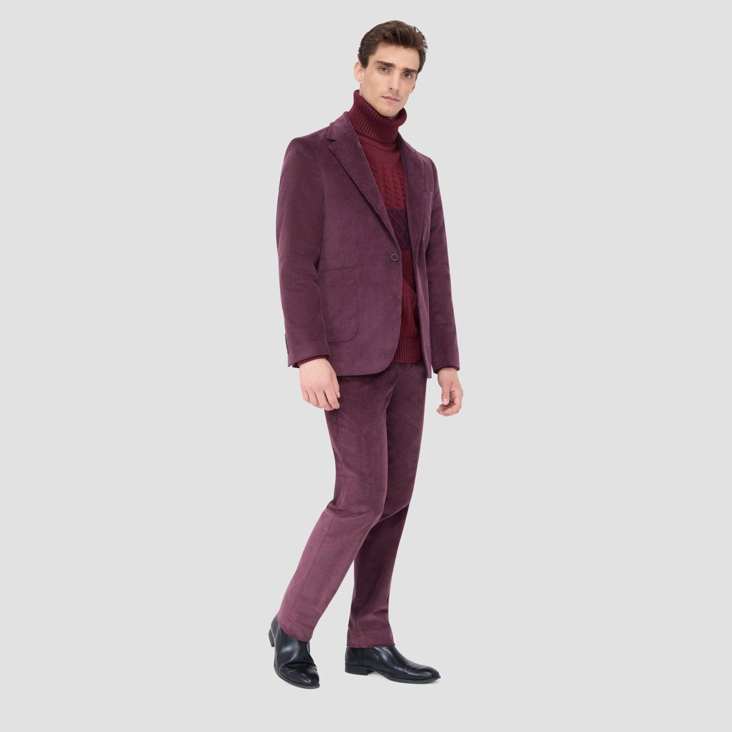 Bugatchi Comfort Stretch Two Button Corduroy Blazer Cabernet