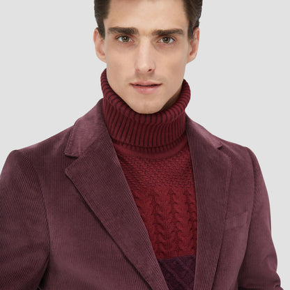Bugatchi Comfort Stretch Two Button Corduroy Blazer Cabernet
