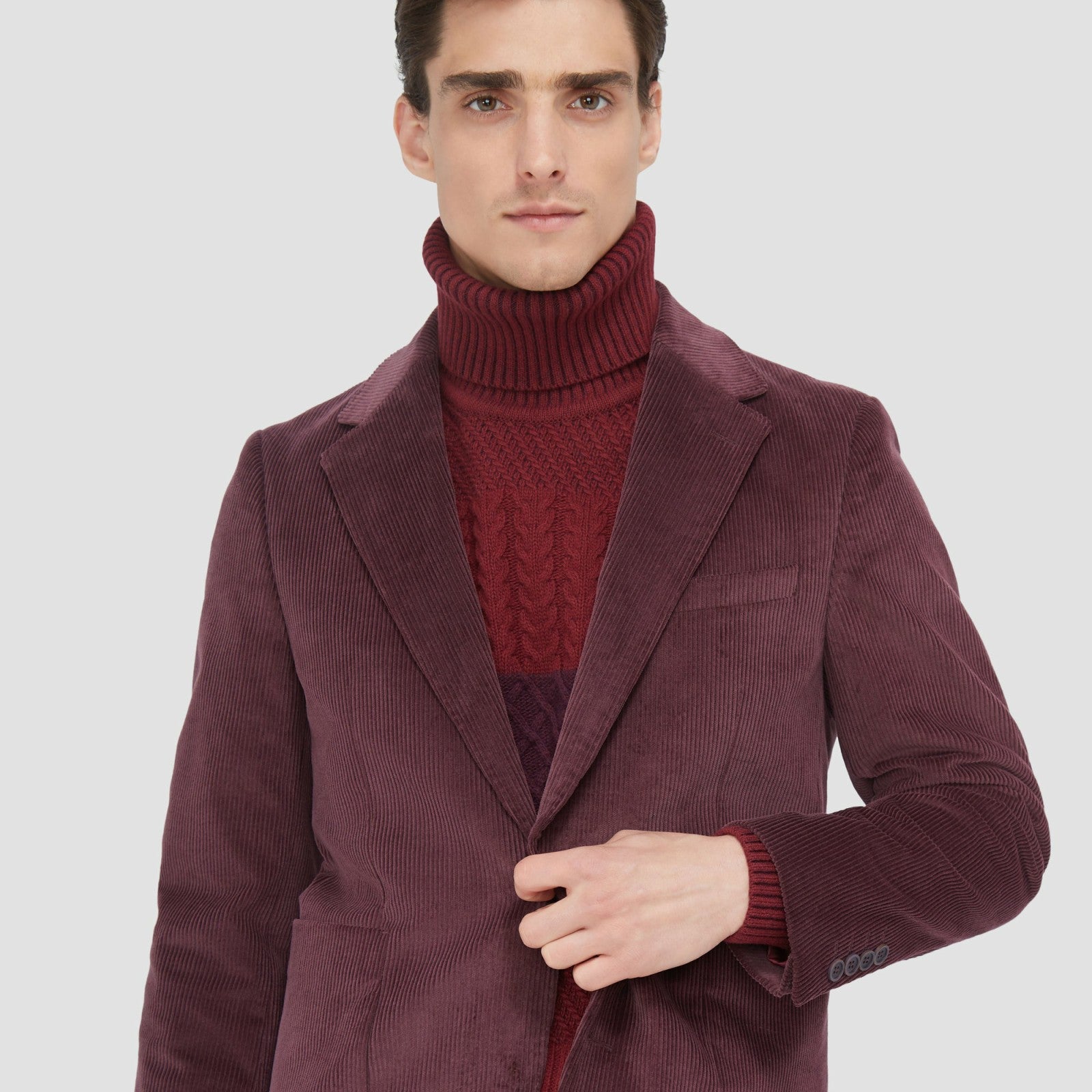 Bugatchi Comfort Stretch Two Button Corduroy Blazer Cabernet