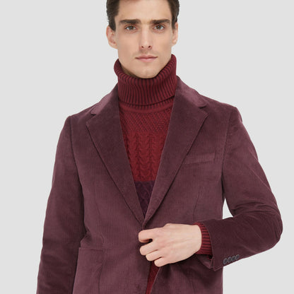 Bugatchi Comfort Stretch Two Button Corduroy Blazer Cabernet