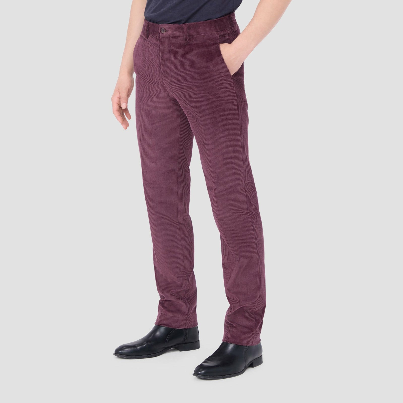 Bugatchi Comfort Stretch Corduroy Dress Pants Cabernet