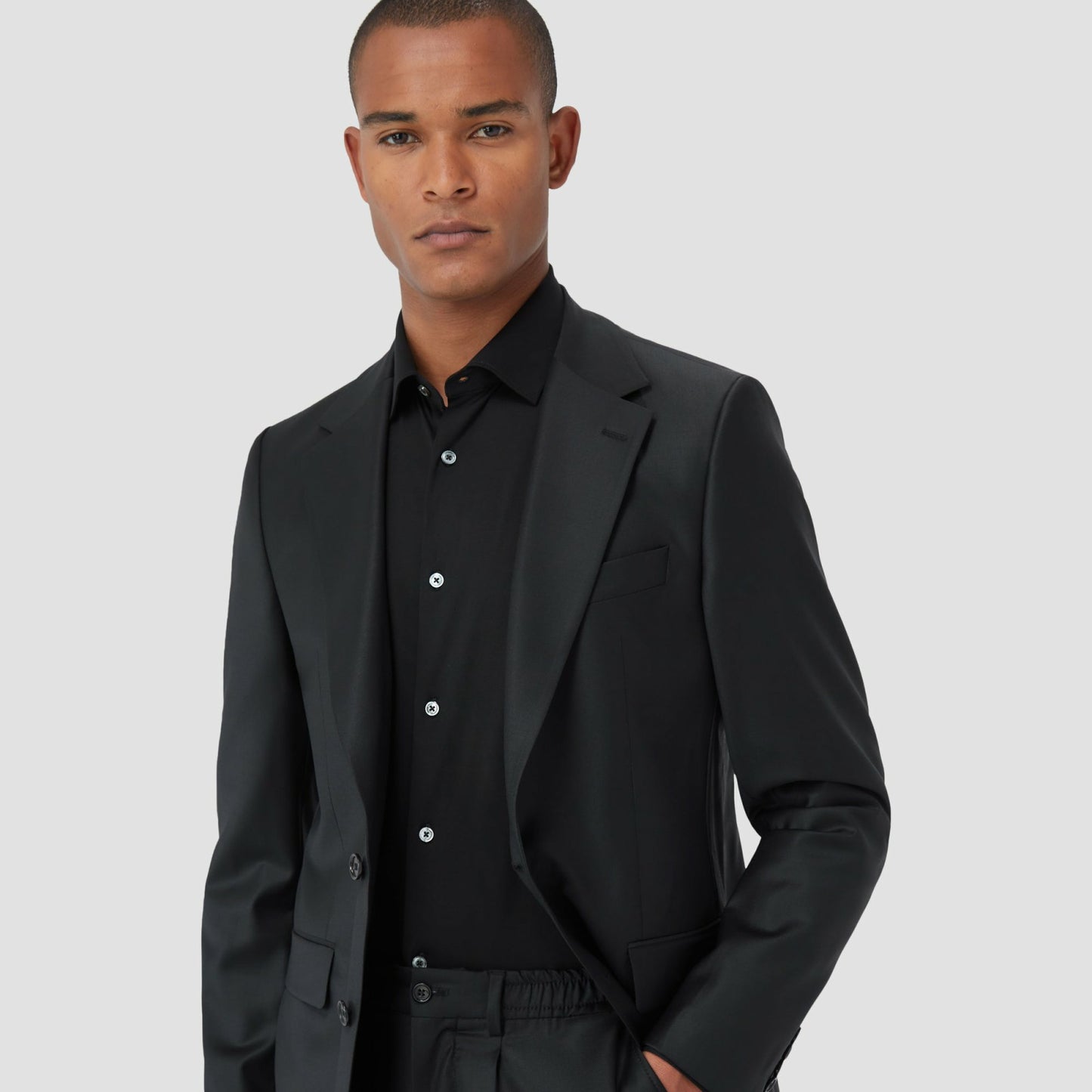 Bugatchi Two Button Stretch Wool Travel Blazer Black