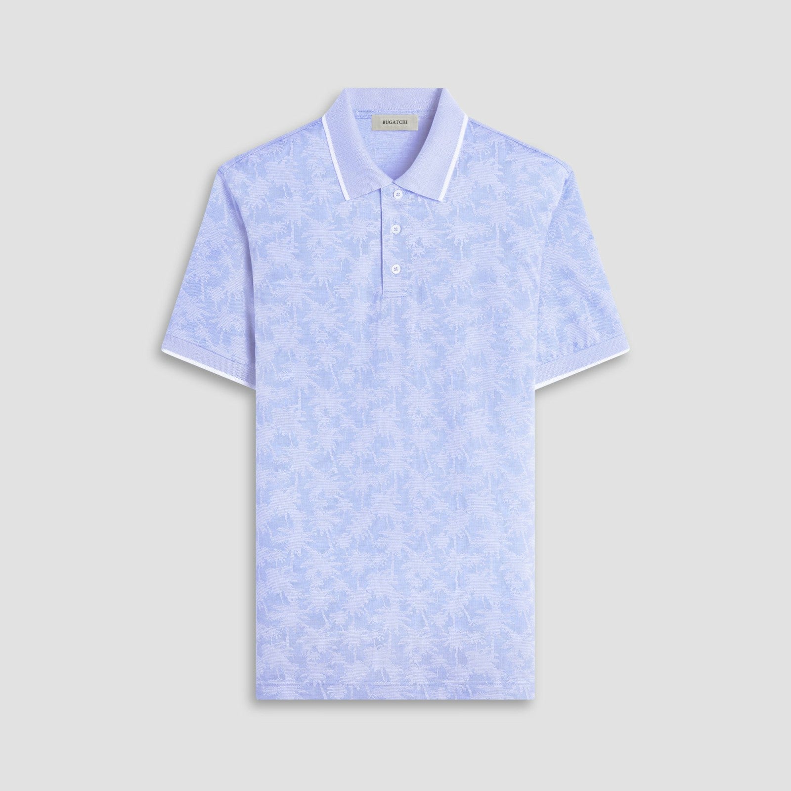 Bugatchi Palm Tree Jacquard Polo Shirt Air Blue