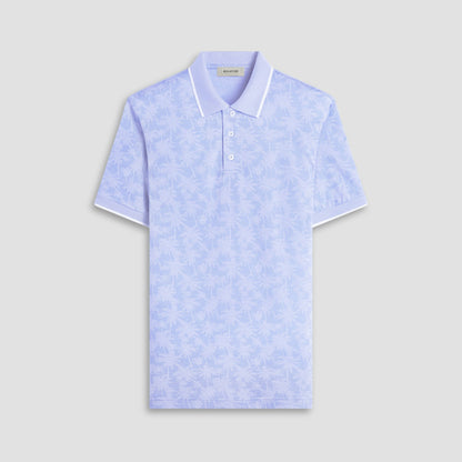 Bugatchi Palm Tree Jacquard Polo Shirt Air Blue