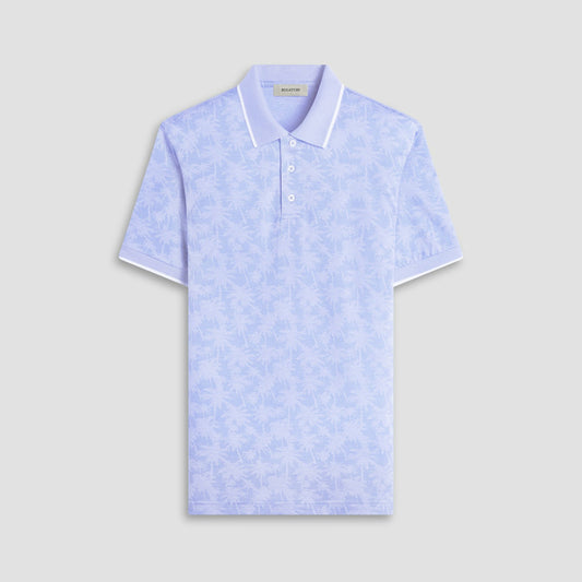 Bugatchi Palm Tree Jacquard Polo Shirt Air Blue