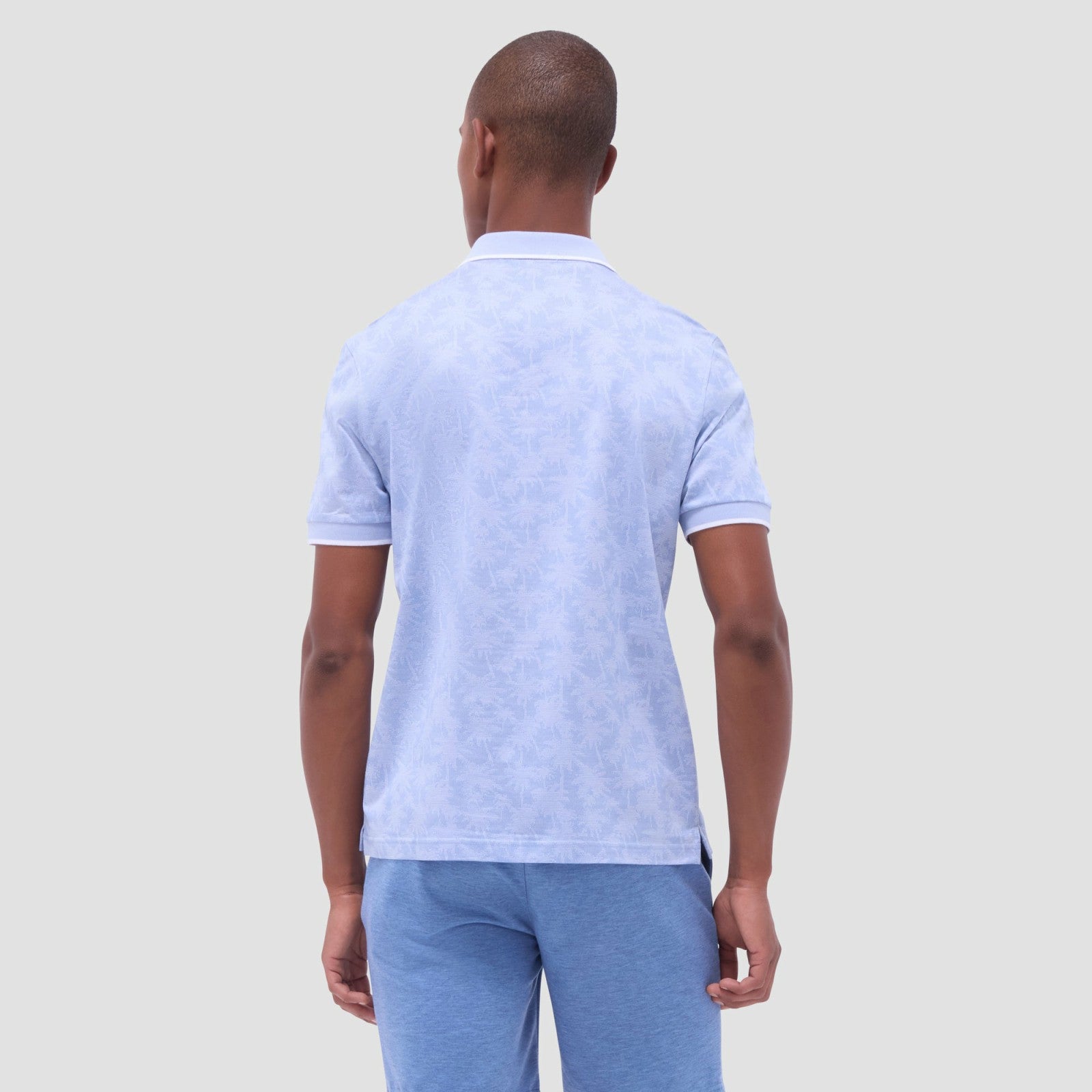 Bugatchi Palm Tree Jacquard Polo Shirt Air Blue