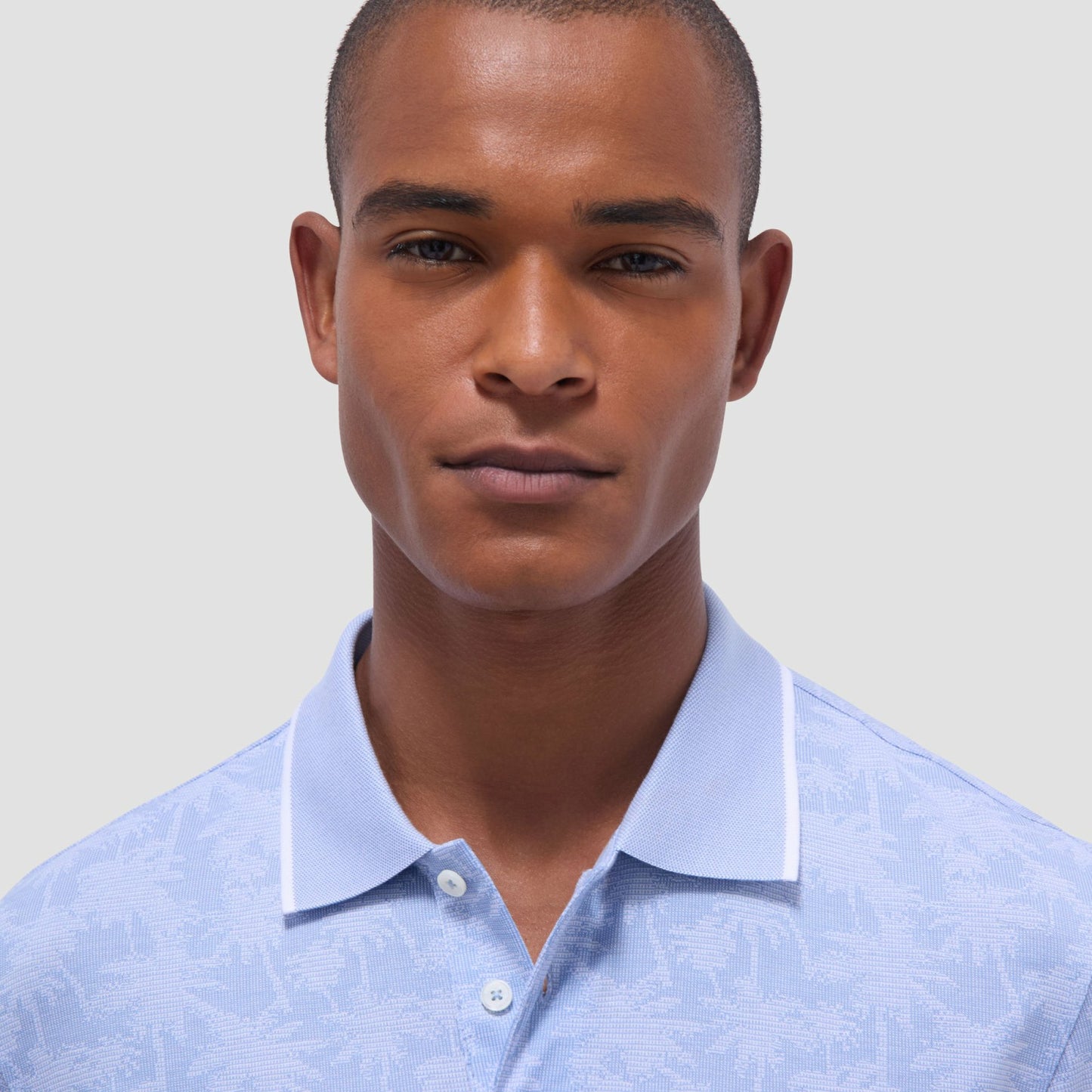 Bugatchi Palm Tree Jacquard Polo Shirt Air Blue