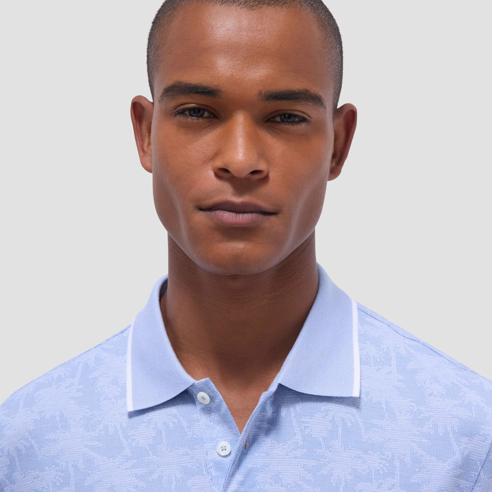Bugatchi Palm Tree Jacquard Polo Shirt Air Blue