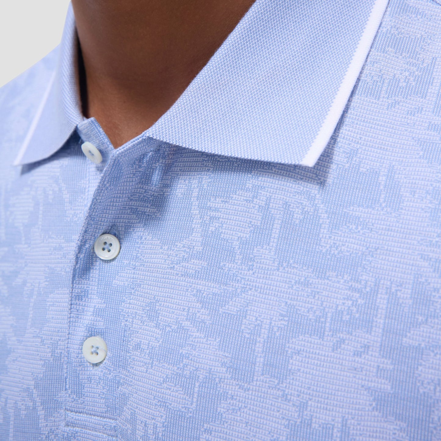 Bugatchi Palm Tree Jacquard Polo Shirt Air Blue