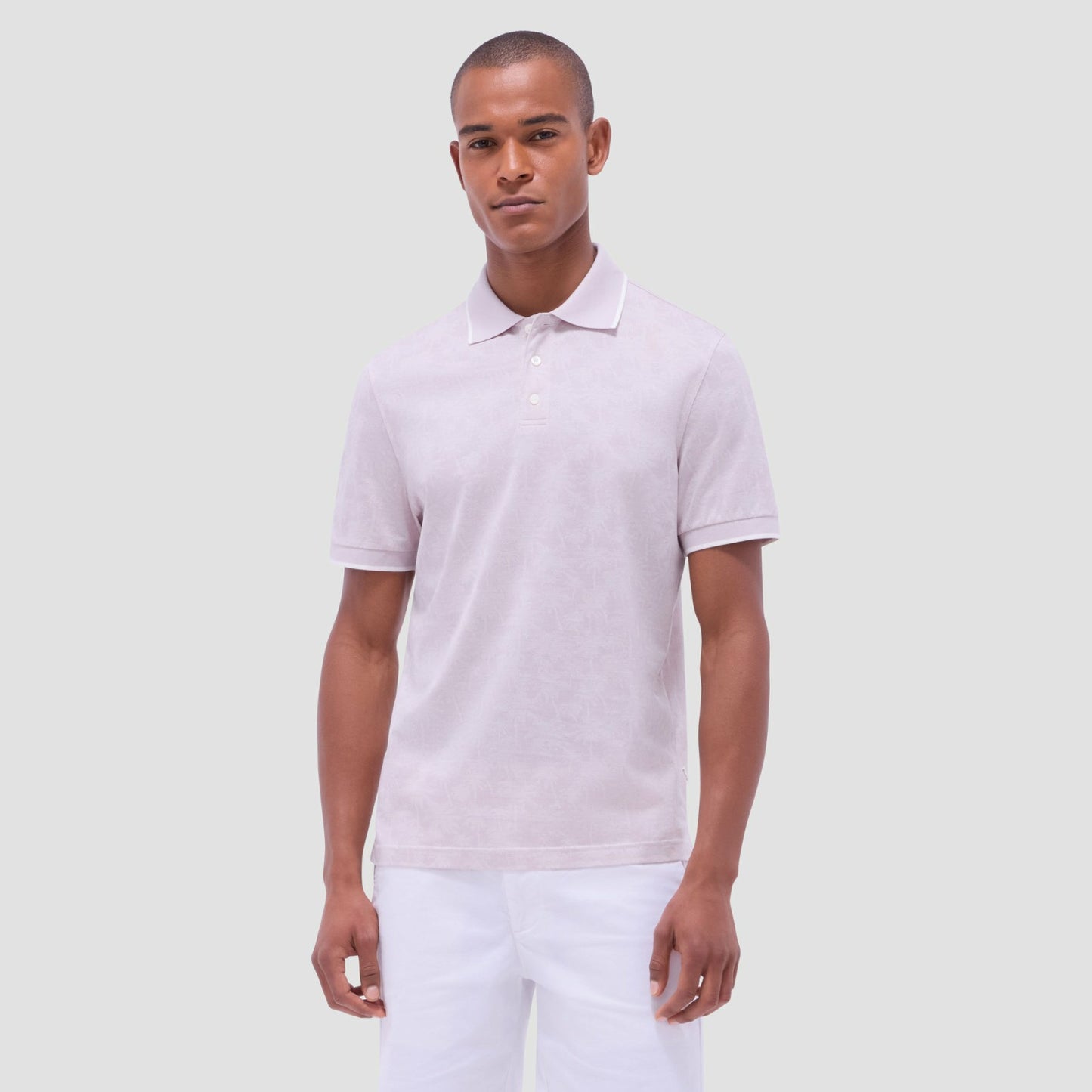 Bugatchi Palm Tree Jacquard Polo Shirt Dusty Pink