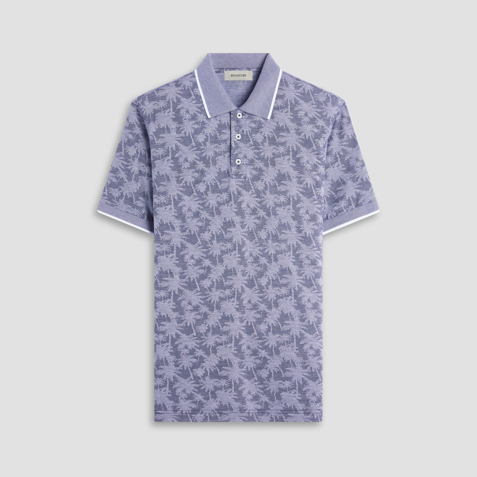 Bugatchi Palm Tree Jacquard Polo Shirt Navy