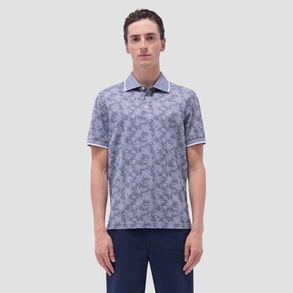 Bugatchi Palm Tree Jacquard Polo Shirt Navy