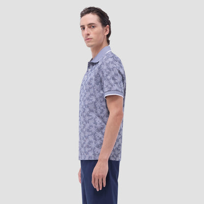 Bugatchi Palm Tree Jacquard Polo Shirt Navy