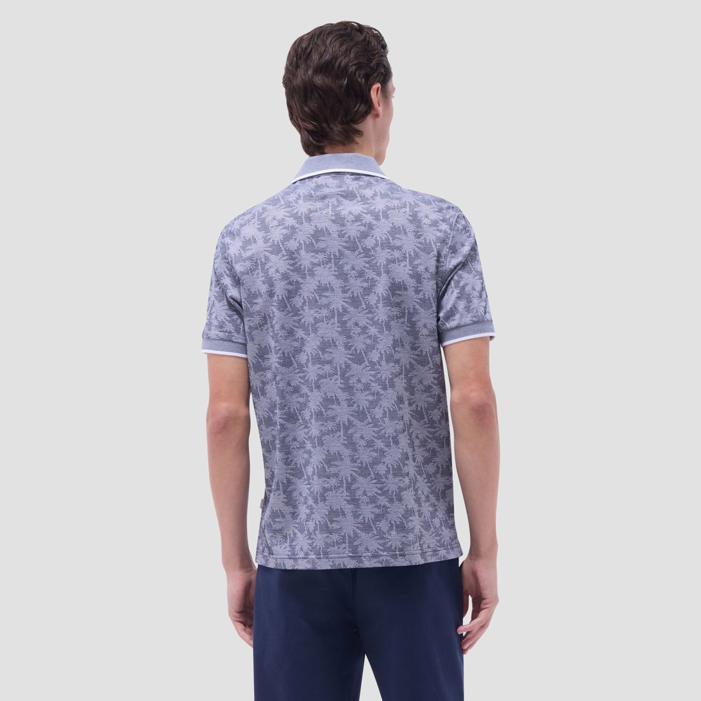 Bugatchi Palm Tree Jacquard Polo Shirt Navy