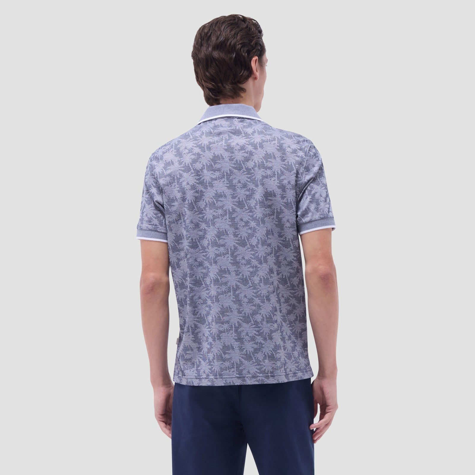 Bugatchi Palm Tree Jacquard Polo Shirt Navy