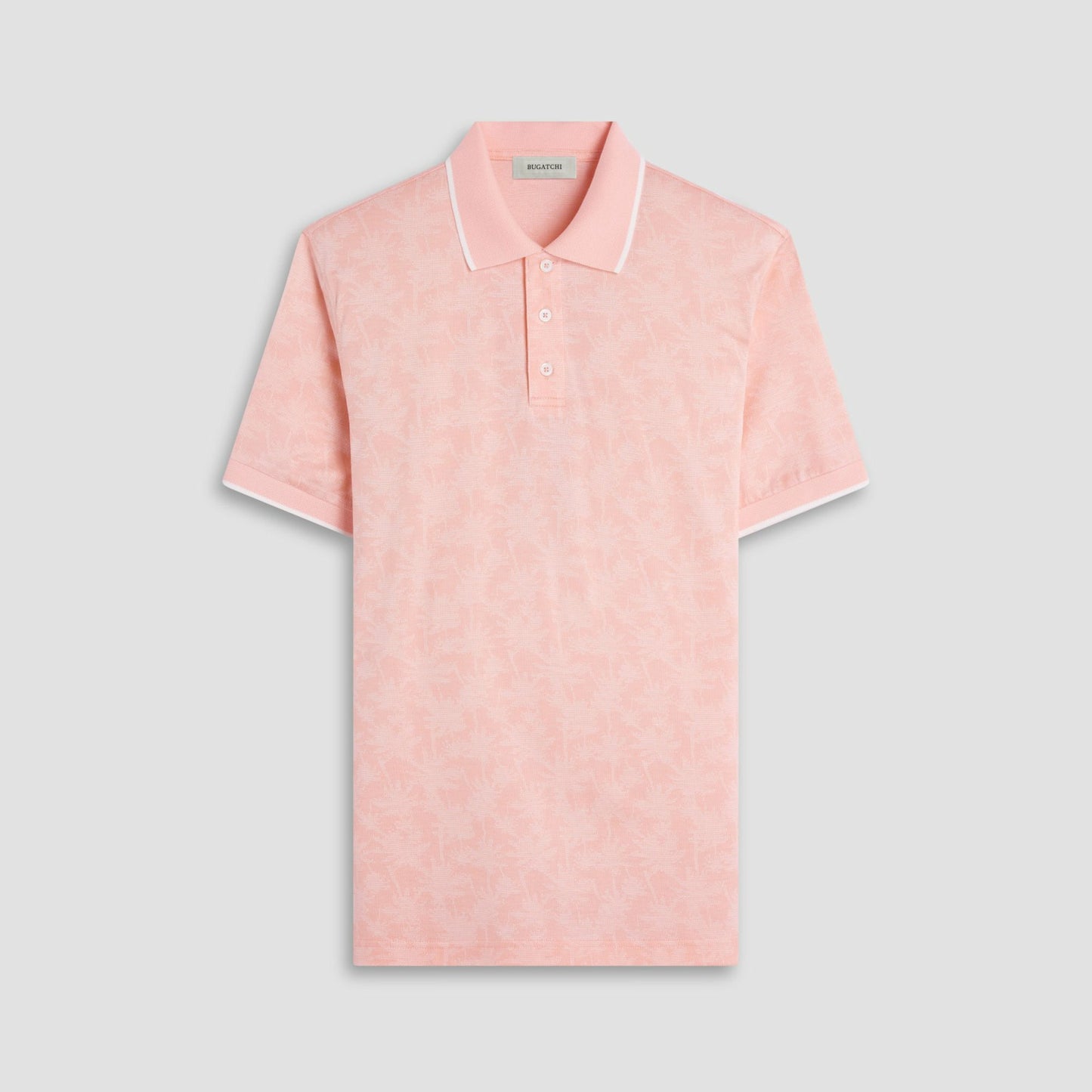 Bugatchi Palm Tree Jacquard Polo Shirt Papaya