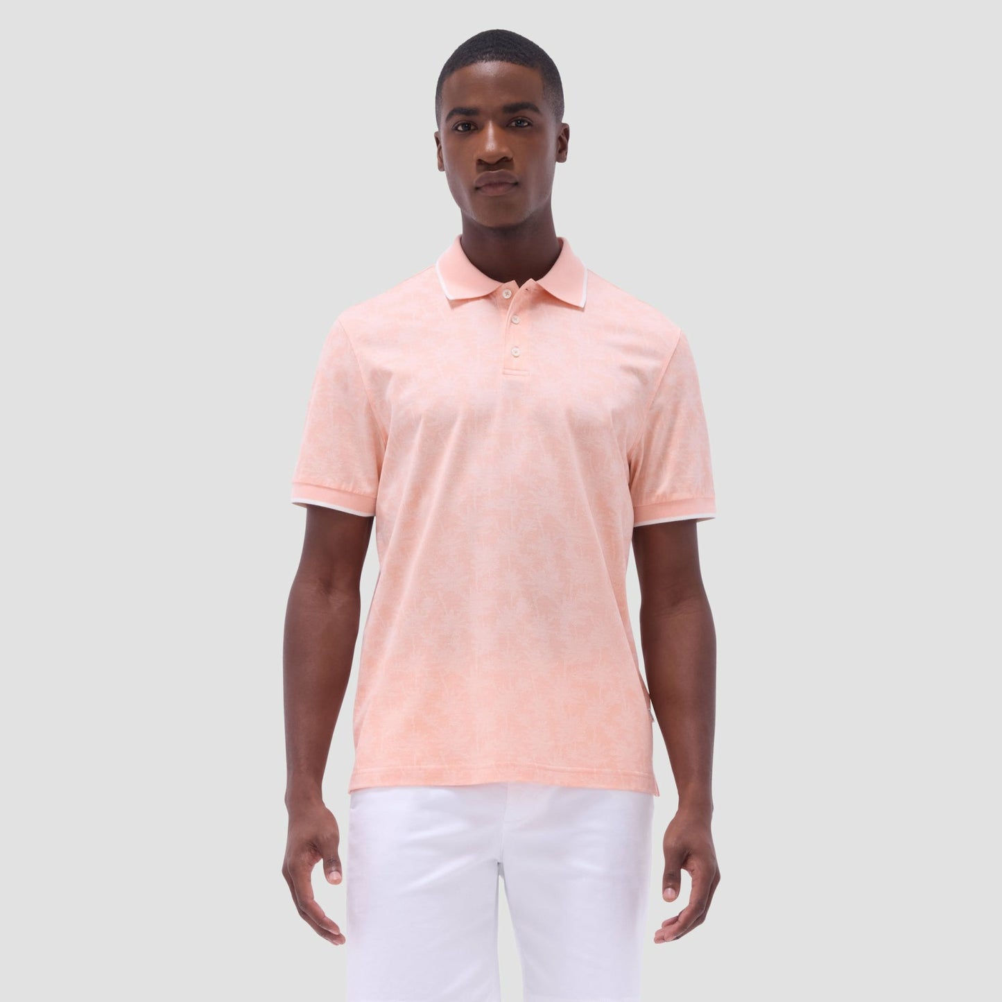 Bugatchi Palm Tree Jacquard Polo Shirt Papaya