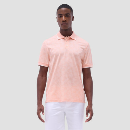Bugatchi Palm Tree Jacquard Polo Shirt Papaya