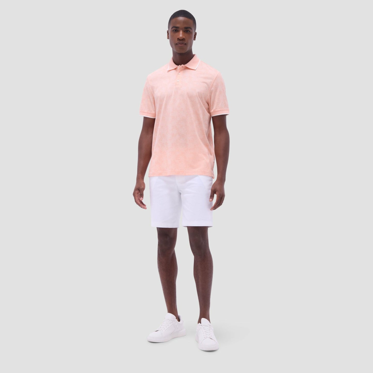 Bugatchi Palm Tree Jacquard Polo Shirt Papaya