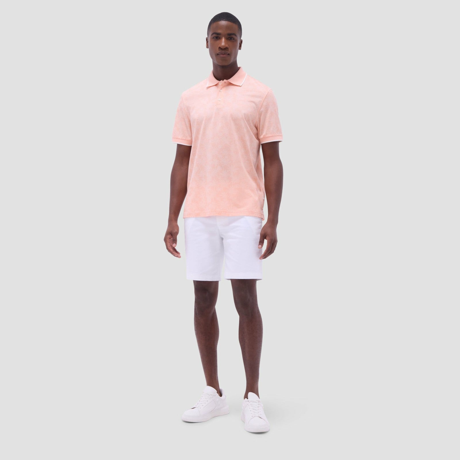 Bugatchi Palm Tree Jacquard Polo Shirt Papaya