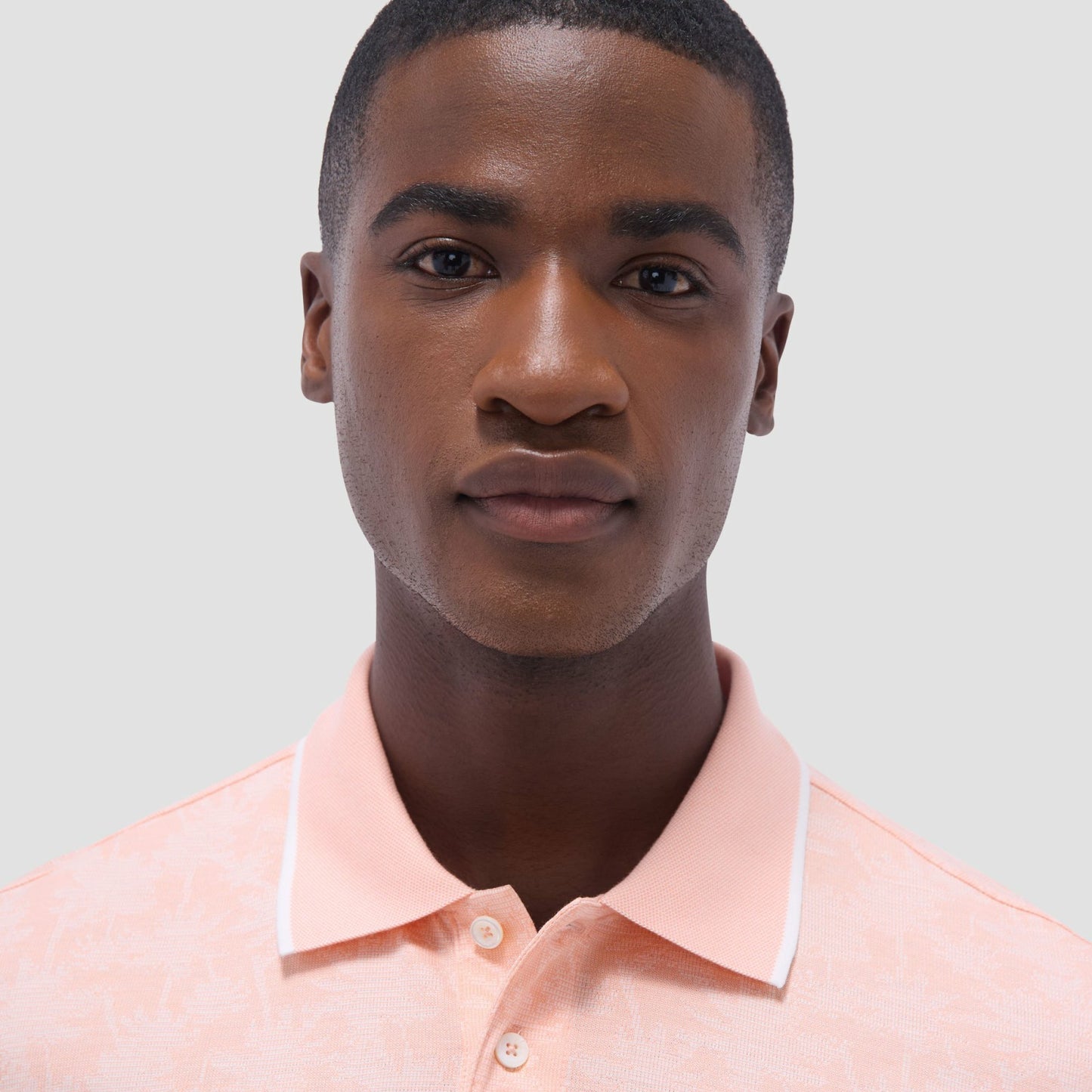 Bugatchi Palm Tree Jacquard Polo Shirt Papaya