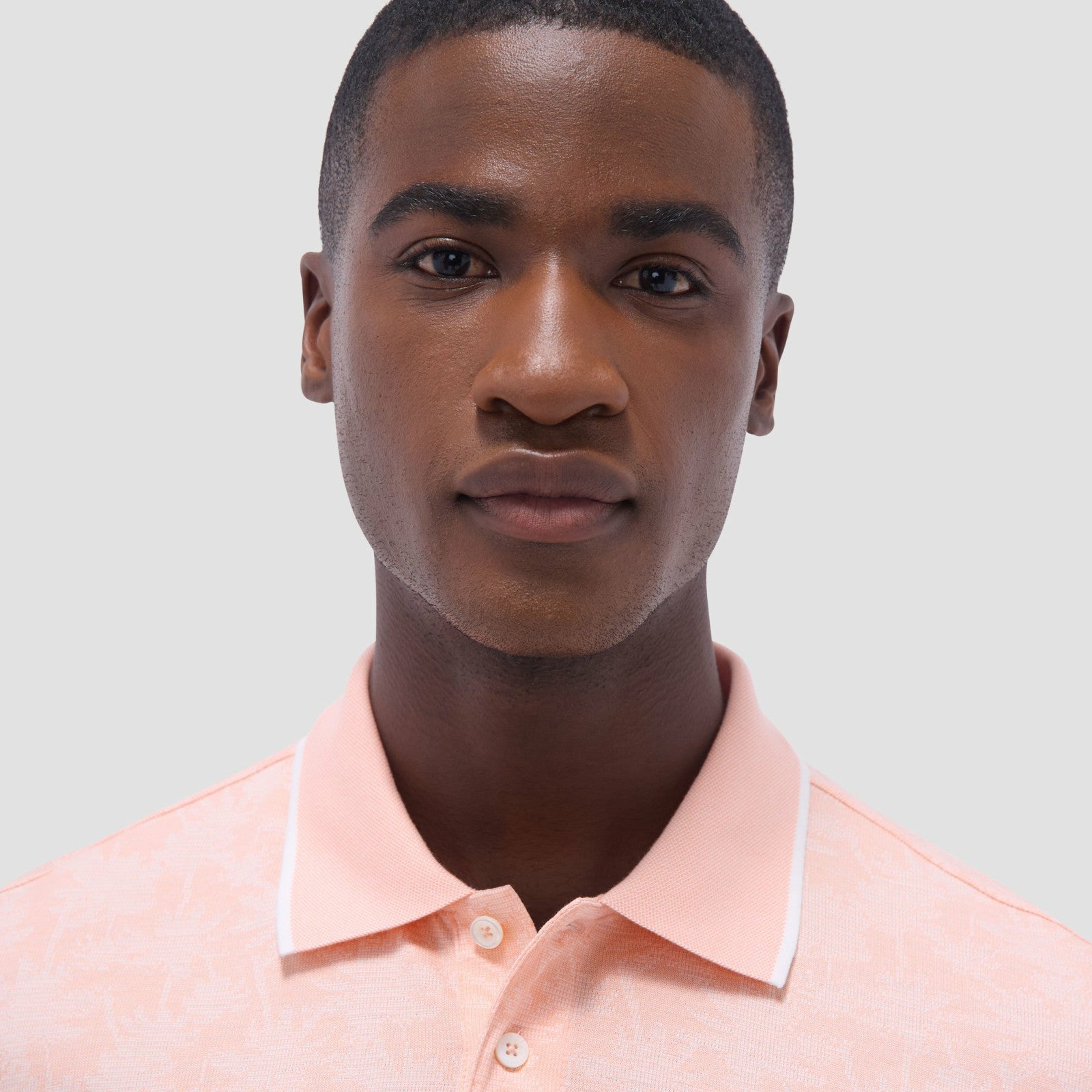 Bugatchi Palm Tree Jacquard Polo Shirt Papaya